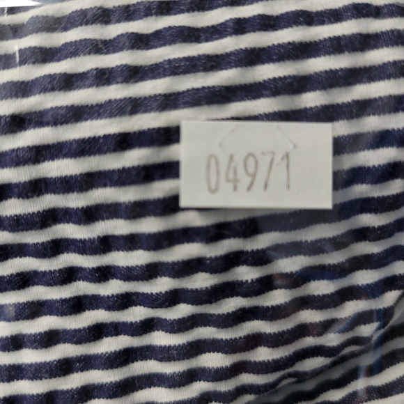 Anne Klein Skirt Womens 12 Navy White Striped Seersucker Cotton Blend Side Zip - Picture 14 of 14